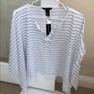 White House Black Market Striped Poncho Top